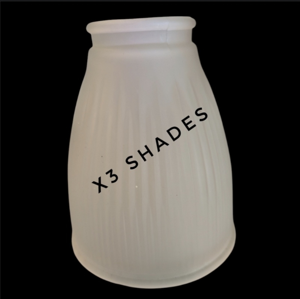 3 Ribbed Frosted Glass Bell Shaped Shades Globes For Lights 1.5" Fitter